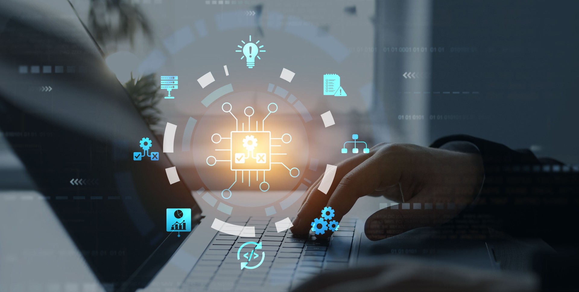 Leveraging Artificial Intelligence in Decision Making. Engineer using laptop for optimization software AI bot with a Comprehensive Guide.